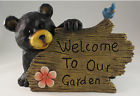 12348 Up Whimsical Black Bear Welcome To Our Garden With Blue