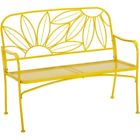 28976583 Mainstays Patio Garden Bench Steel Yellow Hello Sunny 688977019142