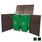 294071 Vidaxl Double Wheelie Bin Shed Poly Rattan Garden Storage Cover