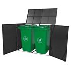 43100 Vidaxl Double Wheelie Bin Shed Poly Rattan Black 8718475506638
