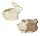 470932 No Brand Bunny Hedgehog Cotton Ball And Swab Holder Set