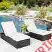 47097 Generic 3 Piece Wicker Rattan Chaise Lounge Chair Set Patio Steel Furniture Black 6933315547097