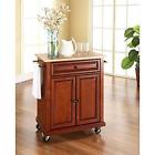 492490204974 Na Crosley Furniture Natural Wood Top Portable Kitchen Cart Island In
