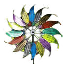 57-001210 Rainbow Metal Feathers Kinetic Wind Spinner Garden Stake 846014009963