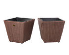 62781 Patio Sense Piazza Wicker Planter Set 690730627815
