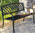 76644 Patio Bench Chair Outdoor Furniture Steel Frame Black 822439376644