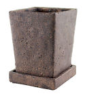 7910-04-902 Syndicate Home Garden Tapered Square Cement Planter Brown 038858053466