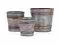 84859-3 2016 Imax Becki Galvanized Metal Pots Buckets Set Of 3 Indoor Outdoor Decor