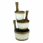 Bm165030 Benzara Piece Brown And White Wooden Planter With 192551103504