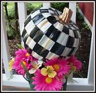 Faux Stem Gold Pumpkin Checks "garden Artsy Handpainted "
