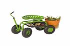 Gardener S Supply Scoot Along Tractor Adjustable Swivel Seat Pneumatic Tires Green 737452198114