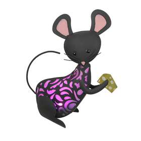 71189 Gerson Adorable Mouse Eating Cheese Metal Led Solar Garden Statue Accent Light