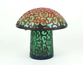 D-71637 Gerson Scratch And Dent Teal Blue Mushroom Metal Art Filigree Statue