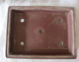 Handmade 797307052428 Bonsai Pot Shallow Tray Forest Planting Brown Unglazed