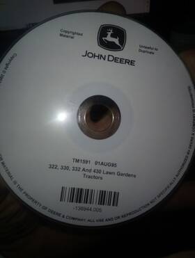 John Deere Tm1591cd 322/330/332/430 Lawn And Garden Tractors Technical Cd Manual -