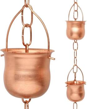 Marrgon 661094058294 Copper Rain Chain Decorative Chimes And Cups Replace Gutter Downspout