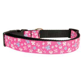 125-005 Mirage Pet Products Butterfly Nylon Ribbon Collar Pink Medium