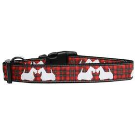 125-229 Mirage Pet Products Red Plaid Scottie Pups Nylon Dog Collar Sm