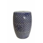 N-a Benzara Exquisite Ceramic Garden Stool Blue And Shipping 0192551084841