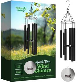 Natures Melody At28bk Aureole Tunes 28 Inch Outdoor Wind Chime 6 Tubes B Pentatonic