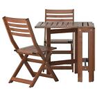 Oik-090.539.23 Hagberg Ikea Pplar Table And Folding Chairs Outdoor Brown Stained