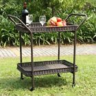 Ori002-a Jeco Wicker Patio Serving Cart In Espresso 685024341935