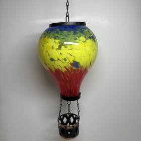 13514 Regal Hot Air Balloon Solar Lantern Stripe Small Yard Garden Decor New Wots