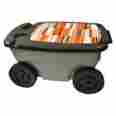 Regds201 Regs201 Suncast Portable Rolling Garden Tool Scooter W Seat Cup Holder Basket Straps 044365020518