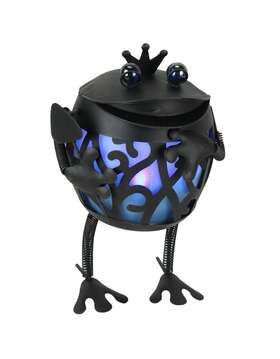 D-71516-bu Things2die4 Scratch And Dent Metal Frog Blue Led Solar Garden Statue Accent Light