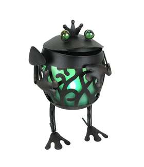 D-71516-gn Things2die4 Scratch And Dent Metal Frog Green Led Solar Garden Statue Accent Light