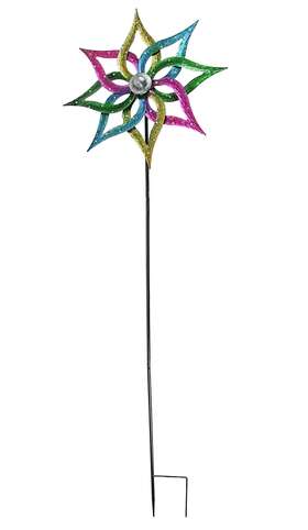 D-a4062-star Things2die4 Scratch And Dent Brightly Painted Polka Dot Kinetic Wind Spinner Garden Stake
