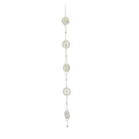 A6703 Transpac 68 Inch Metal Water Wheel Rain Chain White Finish Outdoor Garden Decorative Art