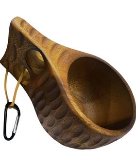 Unbrander Cb-202050 Sanrich Wooden Mug Kuksa Handcrafted Wood Camp Survival Cup Camping