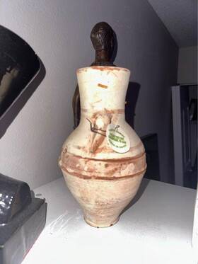 986788 Vintage Red Decorative Egyptian Pottery Vase