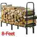 Ya115 Yaheetech Firewood Rack Outdoor Log Storage Holder Heavy Duty 8 Feet Steel Black Fireplace