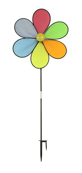 D-pss14 Zeckos Scratch And Dent Colorful Flower Led Lighted Wind Spinner