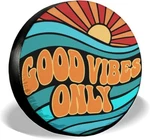 Genany Colorful Good Vibes Only Size 17 Premium Pvc Leather Spare Tire Cover. Fixed Price $20.00.