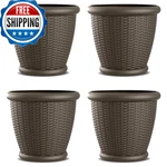 Suncast 4 Pack Wicker Planter W/ Drillable Drain Holes Decorative. Fixed Price $126.73.