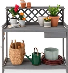 "best Choice Products Outdoor Garden Potting Bench, Wooden Workstation Back-gray. Fixed Price $121.99.
