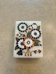 Pietra Dura Parachin Kari Marble Inlay Trinket Box With Lid Floral Design. Fixed Price $99.00.
