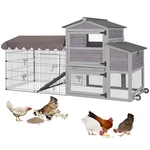 Wooden Chicken Coop W/metal Run, Nest Box, Mobile For Yard Farm Use. Fixed Price $179.99.