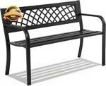 Outdoor Garden Bench Iron Steel Frame Mesh Patio Lawn Yard Black. Fixed Price $80.68.