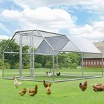Large Metal Chicken Coop Walk-in Poultry Cage Hen House Flat Roof W/cover Yard. Fixed Price $229.99.