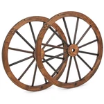 Set Of 2 30" Decorative Vintage Wood Garden Wagon Wheel Wall W/steel Rim. Fixed Price $64.99.