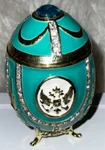 Enameled Egg Design Toscano Russian Imperial Eagle Collection Teal Green L1. Fixed Price $34.99.