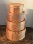 Vintage Frye Old Time Wood Ware Lidded Shaker Box Set Of 4 Nesting. Fixed Price $100.00.