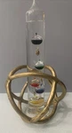 Set Galileo Glass Thermometer 13.5 Temperature Gauge Floating Bulb Metal Sphere. Fixed Price $35.00.
