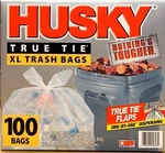 New Husky True Tie Xl Clear Trash Bags - 45 Gallon, 100 Ct Heavy Duty. Fixed Price $40.99.