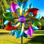 3 Ft. Vibrant Colorful Kinetic Rainbow Wind Spinner Metal Stake Garden Yard. Fixed Price $33.50.