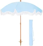 7 Ft Patio Umbrellas Outdoor Auto-tilt Beach With Fringe And Carry Bag. Fixed Price $94.99.